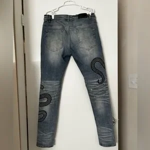 AMIRI Jeans Amiri Glitter Snake Patch Broken Jeans Classic